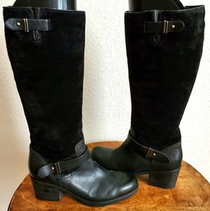 Black leather & suede Boots